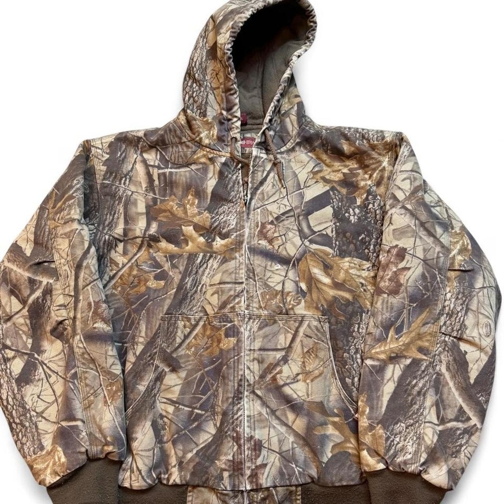 Vintage Dri Duck Camo canvas workwear gorpcore Hooded jacket XL full zip
